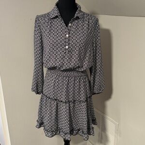 Morgan Taylor Black, White and Blue Floral Pattern